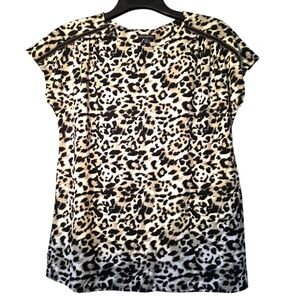 Ava & Grace Leopard Print Blouse Top Black and Cream Medium NWT
